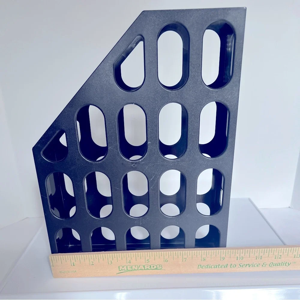 Vintage Sturdy Gray and Two Black Magazine/Folder Organizers.